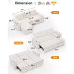 Divano letto angolare a L Dyonery 81, divano sezionale in ciniglia con letto estraibile, schienale reclinabile, chaise longue con contenitore, porte USB