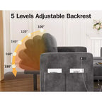 Divano letto angolare a L Dyonery 81, divano sezionale in ciniglia con letto estraibile, schienale reclinabile, chaise longue con contenitore, porte USB