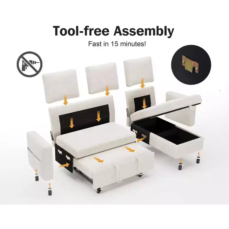 Divano letto angolare a L Dyonery 81, divano sezionale in ciniglia con letto estraibile, schienale reclinabile, chaise longue con contenitore, porte USB