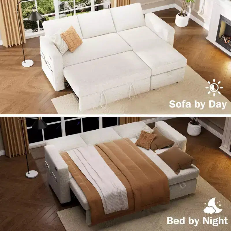 Divano letto angolare a L Dyonery 81, divano sezionale in ciniglia con letto estraibile, schienale reclinabile, chaise longue con contenitore, porte USB