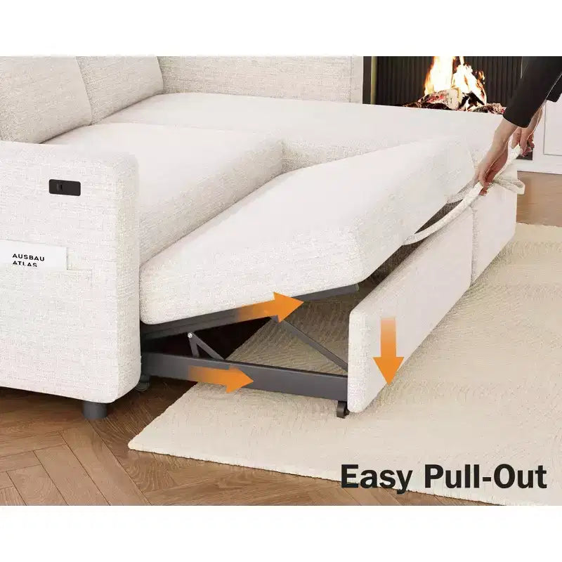 Divano letto angolare a L Dyonery 81, divano sezionale in ciniglia con letto estraibile, schienale reclinabile, chaise longue con contenitore, porte USB