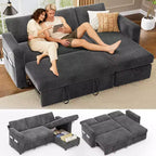 Divano letto angolare a L Dyonery 81, divano sezionale in ciniglia con letto estraibile, schienale reclinabile, chaise longue con contenitore, porte USB
