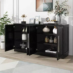 Credenza a buffet, mobile consolle moderno, mobile a pavimento in legno con 4 ante, credenza a buffet in legno