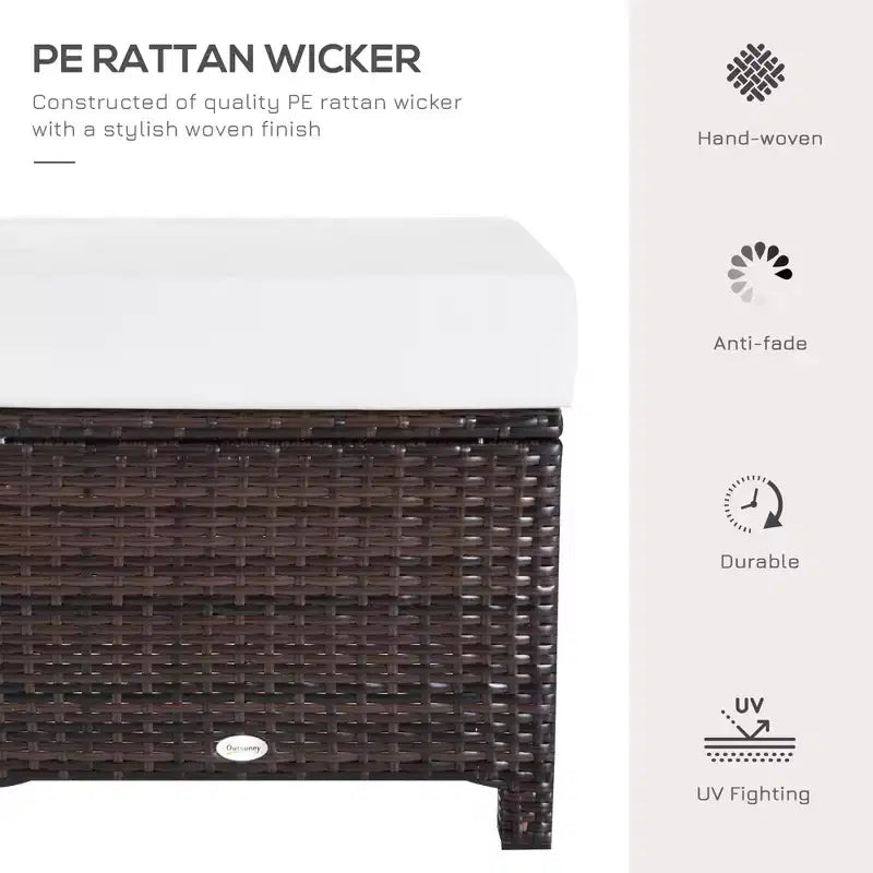 20 Pouf da esterno in vimini, in rattan PE, poggiapiedi, seduta aggiuntiva, tavolino con morbido cuscino