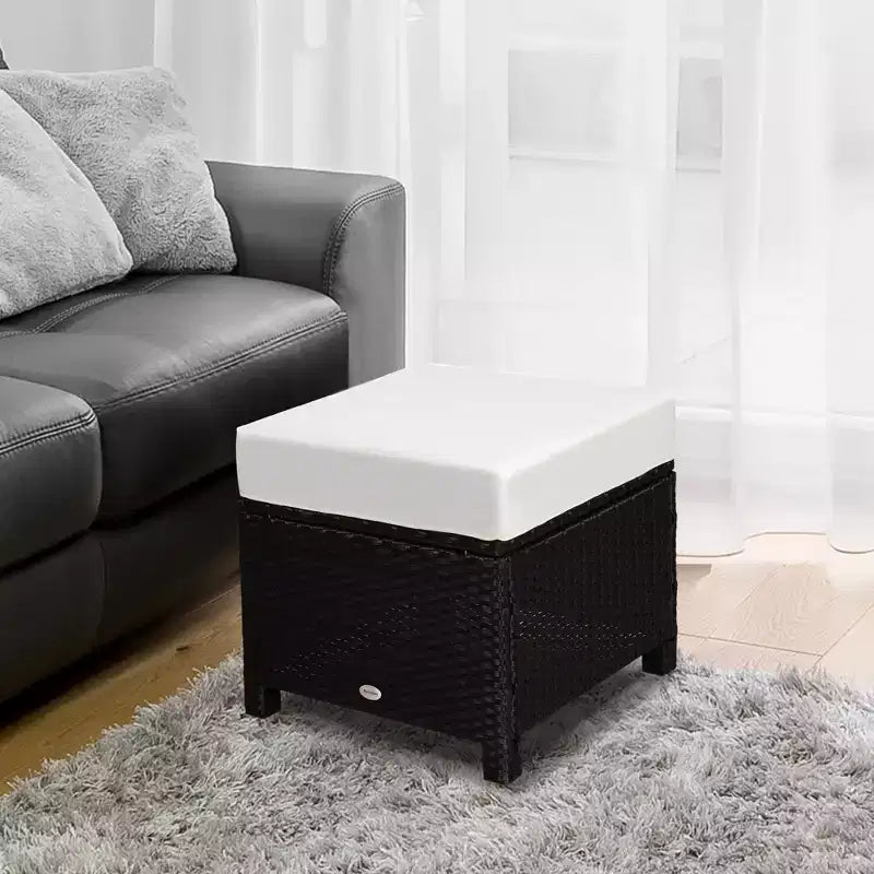 20 Pouf da esterno in vimini, in rattan PE, poggiapiedi, seduta aggiuntiva, tavolino con morbido cuscino