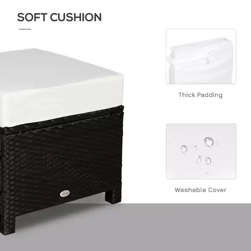 20 Pouf da esterno in vimini, in rattan PE, poggiapiedi, seduta aggiuntiva, tavolino con morbido cuscino
