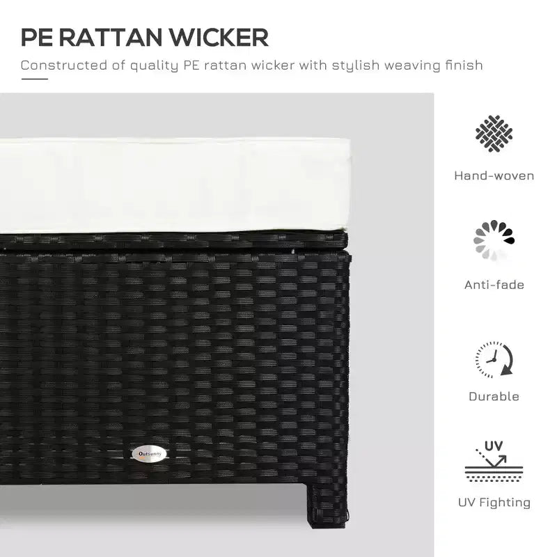 20 Pouf da esterno in vimini, in rattan PE, poggiapiedi, seduta aggiuntiva, tavolino con morbido cuscino