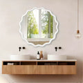 PexFix 36 Wavy Round Solid Wood Frame Decorative Mirror Modern Farmhouse Wall Mirror For Bedroom Bathroom Living Room Entryway White
