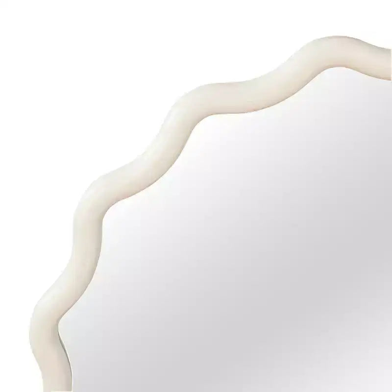 PexFix Specchio Decorativo da Parete con Cornice Rotonda Ondulata in Legno Massello, 36 Pollici, Stile Moderno Rustico per Camera da Letto, Bagno, Soggiorno, Ingresso, Bianco