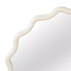 PexFix Specchio Decorativo da Parete con Cornice Rotonda Ondulata in Legno Massello, 36 Pollici, Stile Moderno Rustico per Camera da Letto, Bagno, Soggiorno, Ingresso, Bianco