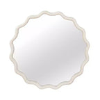 PexFix Specchio Decorativo da Parete con Cornice Rotonda Ondulata in Legno Massello, 36 Pollici, Stile Moderno Rustico per Camera da Letto, Bagno, Soggiorno, Ingresso, Bianco