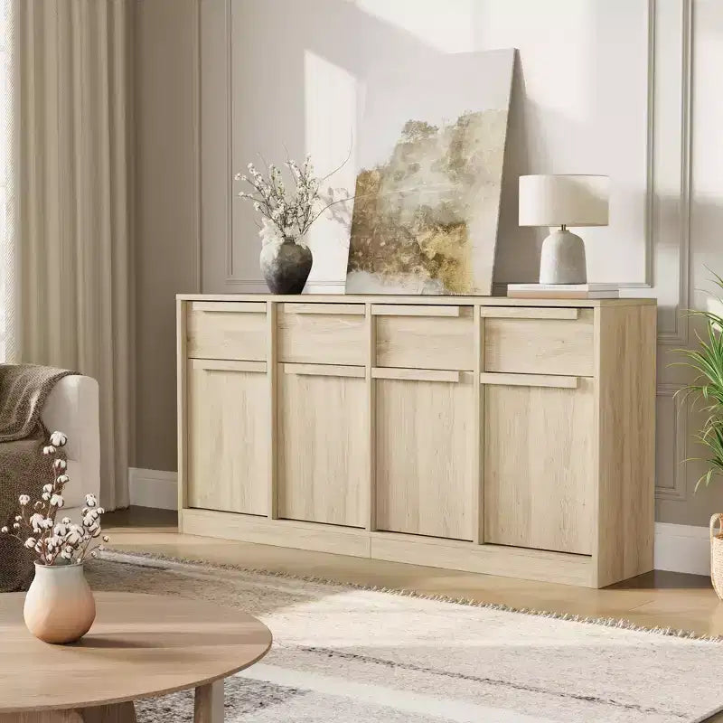 Grande armadietto da caffè da 158,5 cm con contenitore, credenza buffet con 4 cassetti e 4 ante, tavolo buffet moderno per cucina
