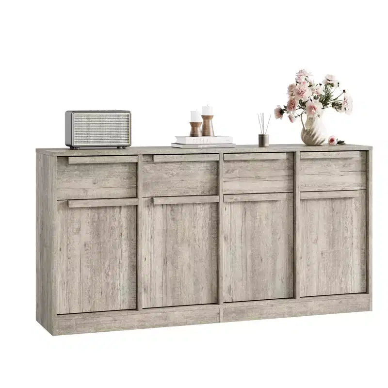 Grande armadietto da caffè da 158,5 cm con contenitore, credenza buffet con 4 cassetti e 4 ante, tavolo buffet moderno per cucina