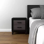 HomeRoots Comodino con due cassetti in legno nero e grigio 22