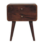 HomeRoots 22 Chestnut Solid Wood Two Drawer Nightstand