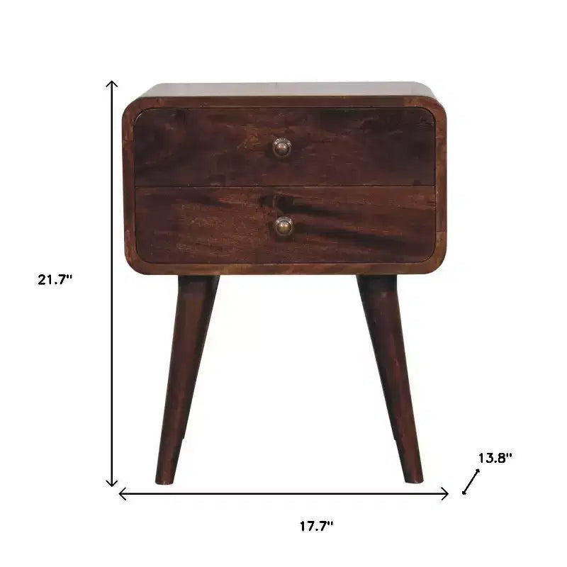 HomeRoots Comodino a due cassetti in legno massello di castagno 22