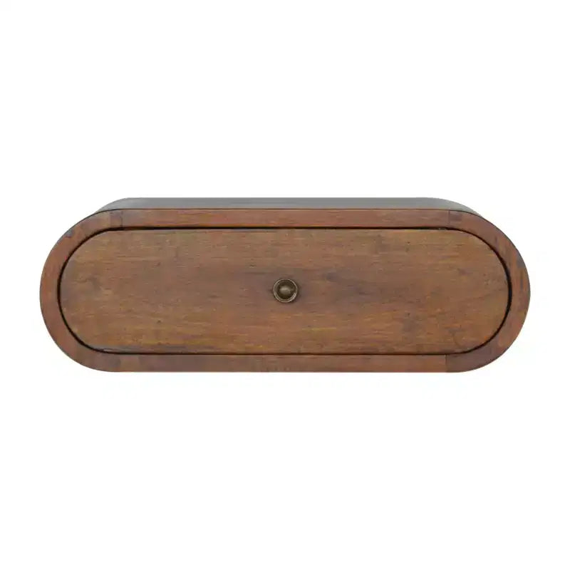 HomeRoots 18 Chestnut Solid Wood Oval One Drawer Floating Nightstand