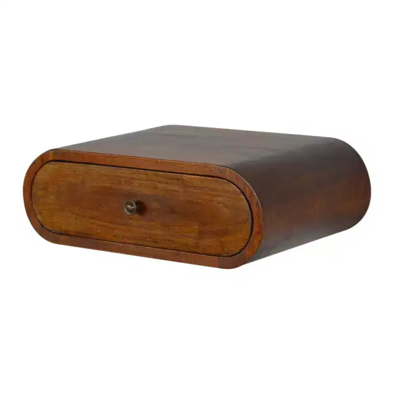 HomeRoots 18 Comodino sospeso ovale a un cassetto in legno massello di castagno