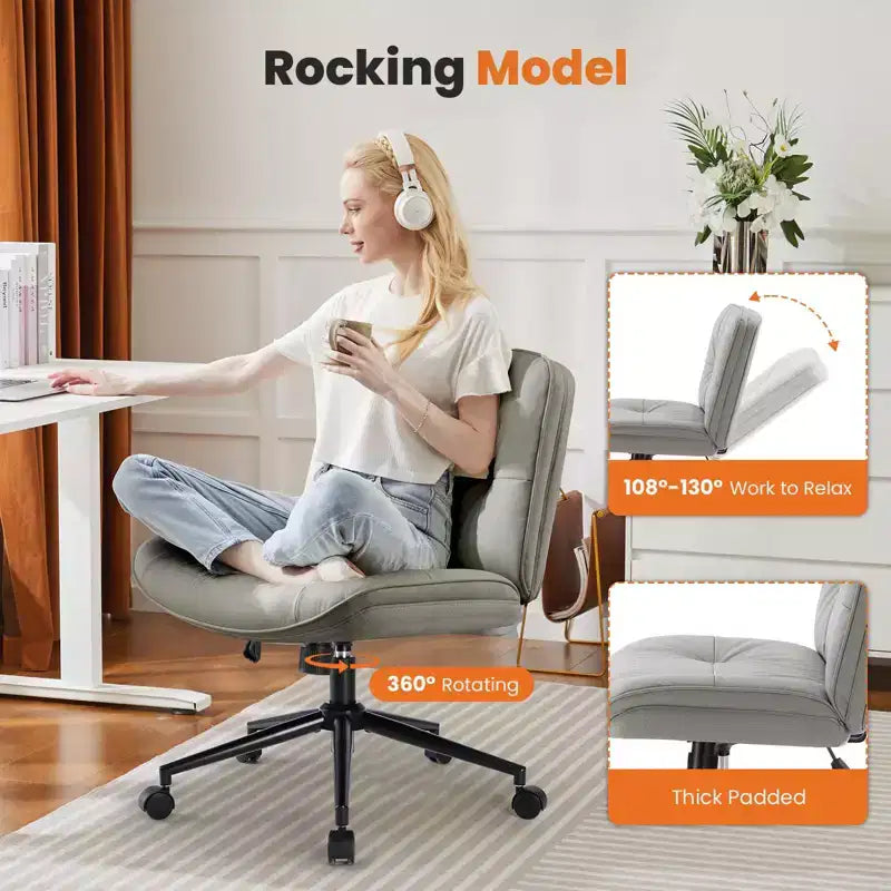 Sedia da scrivania moderna Okak, comoda, con seduta extra-large, sedia per computer senza braccioli con altezza regolabile, sedia da ufficio per casa e ufficio