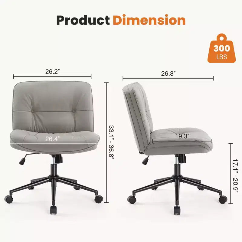 Sedia da scrivania moderna Okak, comoda, con seduta extra-large, sedia per computer senza braccioli con altezza regolabile, sedia da ufficio per casa e ufficio
