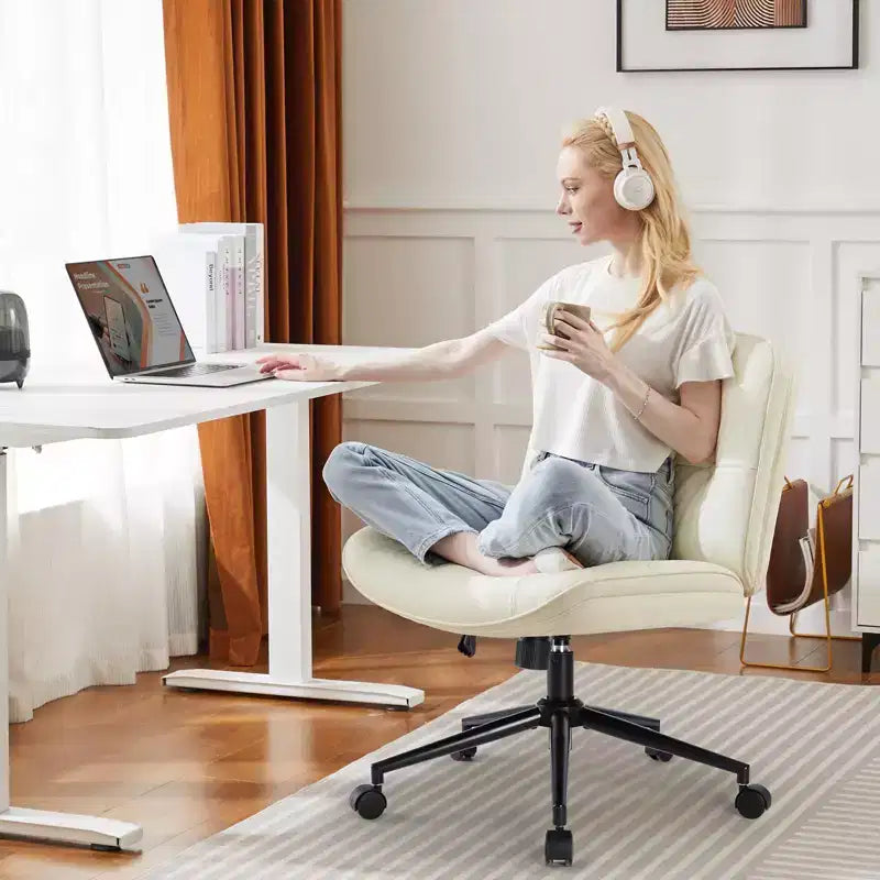 Sedia da scrivania moderna Okak, comoda, con seduta extra-large, sedia per computer senza braccioli con altezza regolabile, sedia da ufficio per casa e ufficio