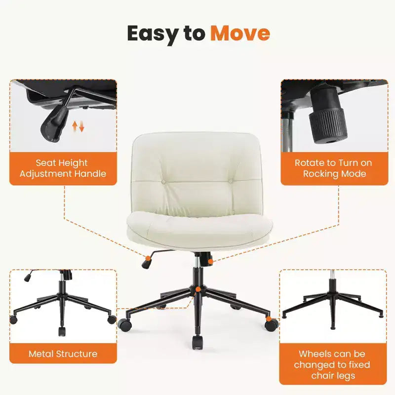 Sedia da scrivania moderna Okak, comoda, con seduta extra-large, sedia per computer senza braccioli con altezza regolabile, sedia da ufficio per casa e ufficio
