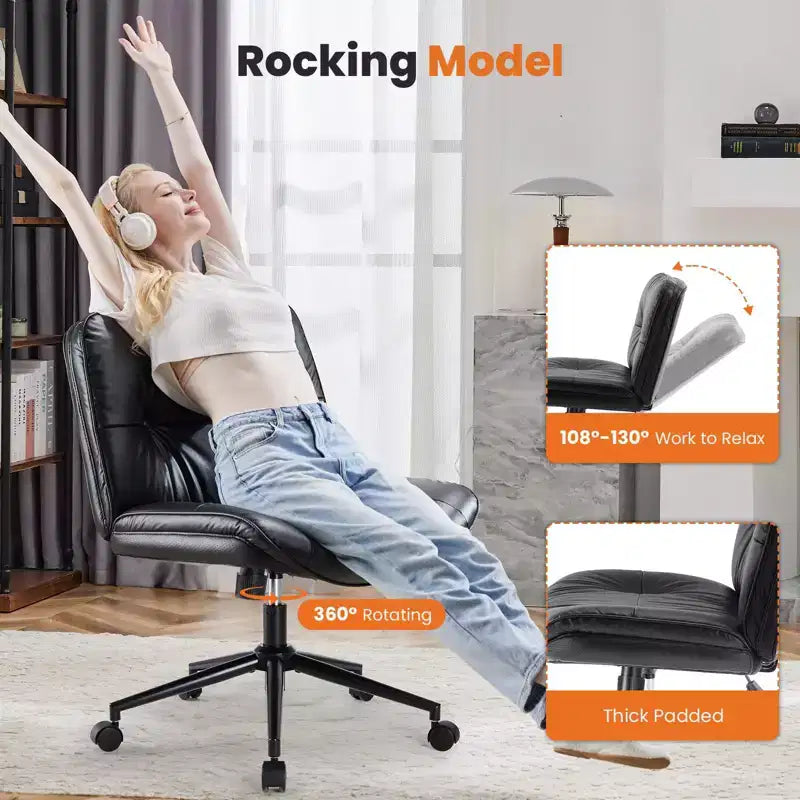 Sedia da scrivania moderna Okak, comoda, con seduta extra-large, sedia per computer senza braccioli con altezza regolabile, sedia da ufficio per casa e ufficio