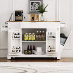 Okak, isola da cucina scanalata con armadietto per la spazzatura, organizer da piano con ripiano interno e presa di corrente, carrello da cucina a 5 ruote