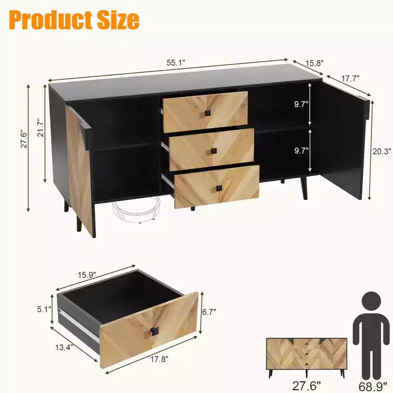 Mobile buffet in legno con finitura contenitore, mobiletto indipendente, per sala da pranzo, ingresso,