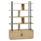 Bookshelf,Bookshelves with Open Display Shelves,71.1 Inch Tall Industrial Bookcase with Storage Door, Bookcase with Metal Frame for Living Room