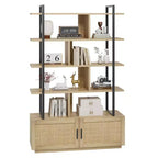 Libreria, Librerie con ripiani a vista, Scaffale industriale alto 180,6 cm con ante, Libreria con struttura in metallo per soggiorno