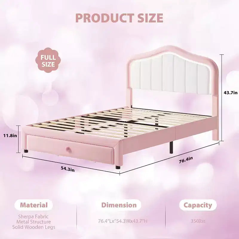 GustoWave Letto singolo imbottito con cassetto contenitore per bambini, bambine e bambini, nessuna molla a scatola necessaria