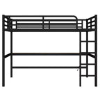 Letto a soppalco matrimoniale Bellemave in metallo con scrivania, porte USB, presa di corrente e luci a LED, design salvaspazio silenzioso, struttura robusta, nero