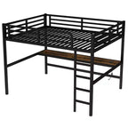Letto a soppalco matrimoniale Bellemave in metallo con scrivania, porte USB, presa di corrente e luci a LED, design salvaspazio silenzioso, struttura robusta, nero