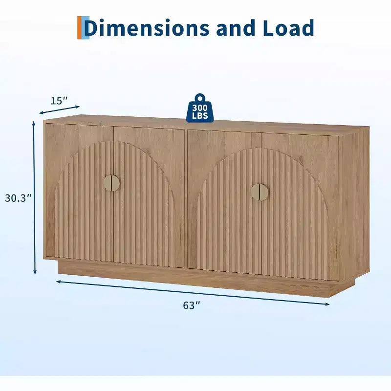 Acekool 63 Mobile Contenitore Moderno da Cucina con Ante ad Arco, Credenza Consolle per Sala da Pranzo