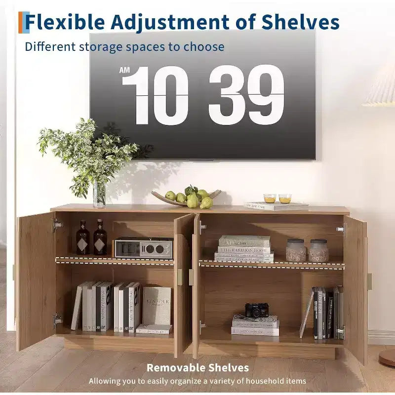 Acekool 63 Mobile Contenitore Moderno da Cucina con Ante ad Arco, Credenza Consolle per Sala da Pranzo