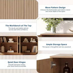 Acekool 63 Mobile Contenitore Moderno da Cucina con Ante ad Arco, Credenza Consolle per Sala da Pranzo
