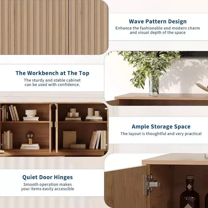 Acekool 63 Mobile Contenitore Moderno da Cucina con Ante ad Arco, Credenza Consolle per Sala da Pranzo