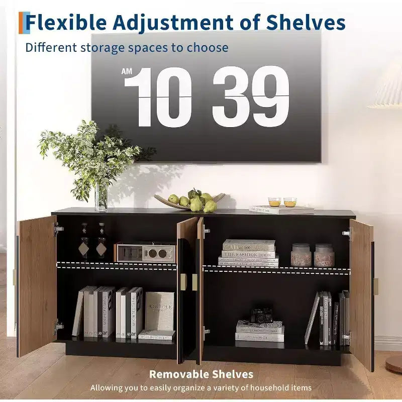 Acekool 63 Mobile Contenitore Moderno da Cucina con Ante ad Arco, Credenza Consolle per Sala da Pranzo