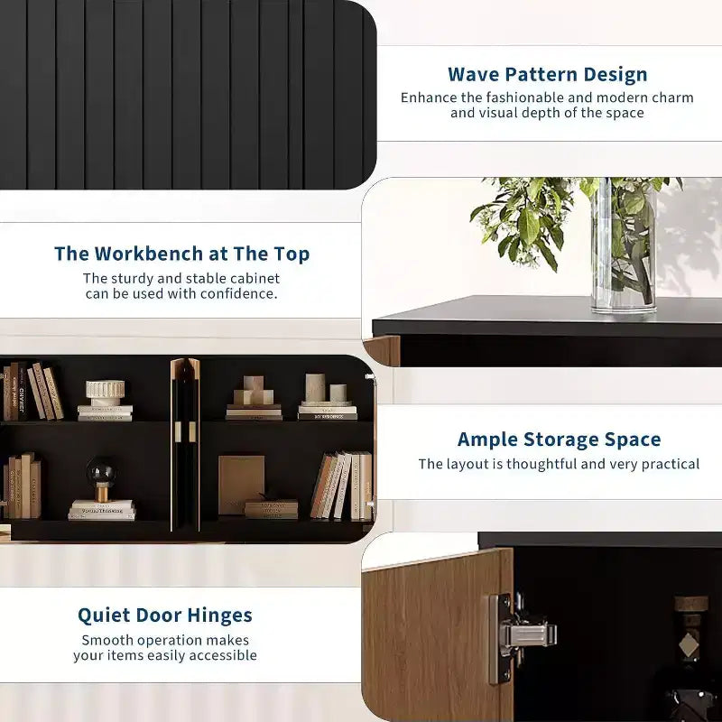 Acekool 63 Mobile Contenitore Moderno da Cucina con Ante ad Arco, Credenza Consolle per Sala da Pranzo