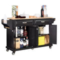 Okak Kitchen Island con Contenitore e Piano in Legno di Gomma, Carrello da Cucina a 5 Ruote con Ampio Spazio di Archiviazione, Organizzatore da Tavolo per Sala da Pranzo
