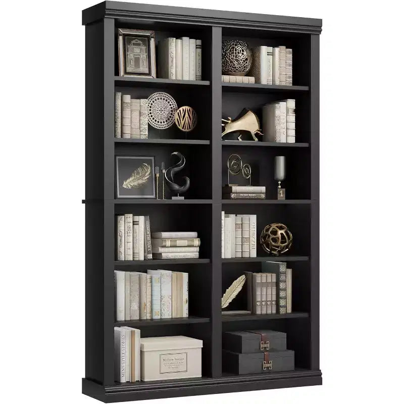 Libreria Acekool 189 cm di altezza, a 6 ripiani doppia larghezza con 12 scomparti, portaoggetti extra large per soggiorno, ufficio, biblioteca, 117 cm L x 31.5 cm P