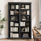 Acekool Bookcase 74.5 in Tall, 6-Tier Double Wide with 12 Cubbies, Extra Large Storage for Living Room Office Library, 46.1 W x 12.4 D