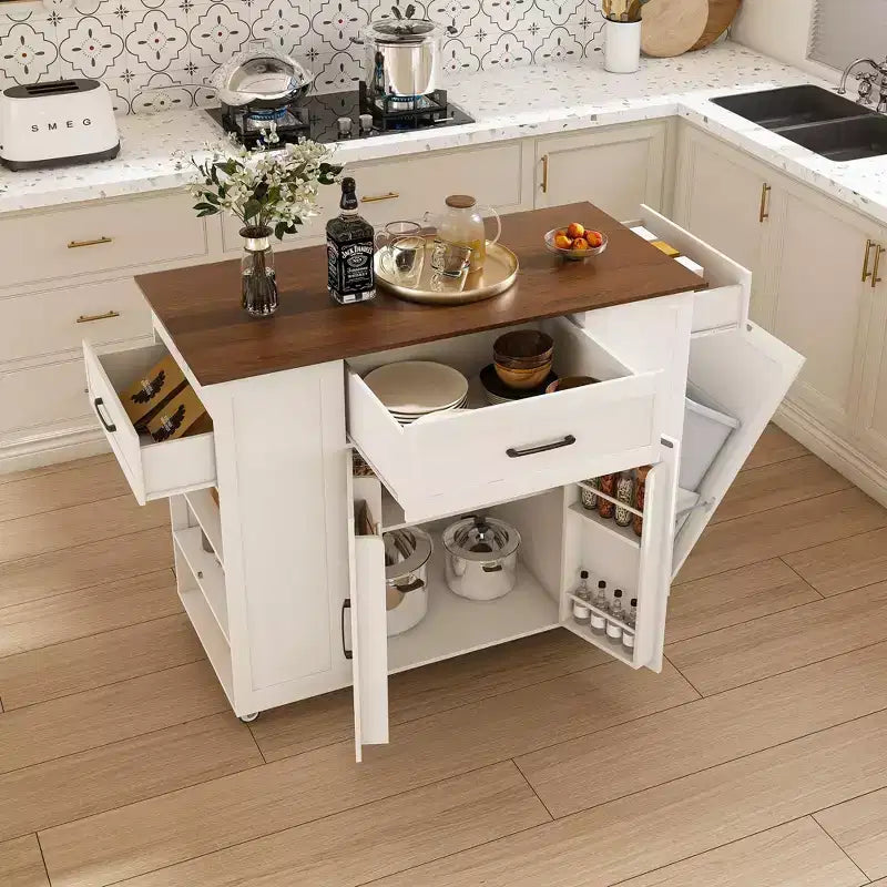 Okak Carrello da Cucina Rustico Mobile con Ruote e Presa Elettrica, Tavolo da Bar con Piano in Legno, Armadietto Contenitore per Cucina, Sala da Pranzo