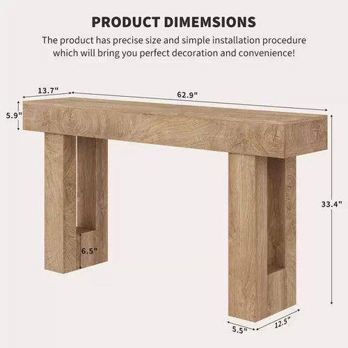 Console étroite de 63 po avec tiroir, Table de canapé en bois, Derrière le canapé, Tables d'entrée industrielles, pour entrée, salon