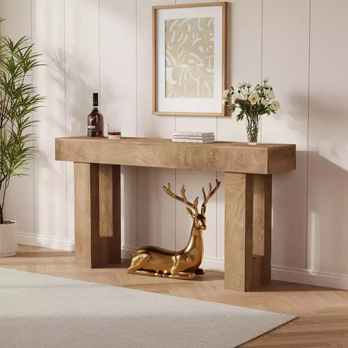 63 Long Console Table with Drawer, Wooden Sofa Table, Behind The Couch, Industrial Entryway Tables, for Entrance, Living Room