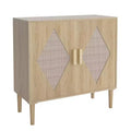 Storage Cabinet with Rattan Doors, Cabinet with Storage, Multifunctional Cupboard with Adjustable Interior Shelves for Living Room, Entryway,Natural