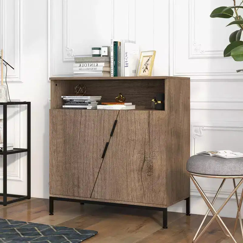 Madia/Buffet indipendente in legno moderno con ripiani regolabili per cucina, sala da pranzo, soggiorno.