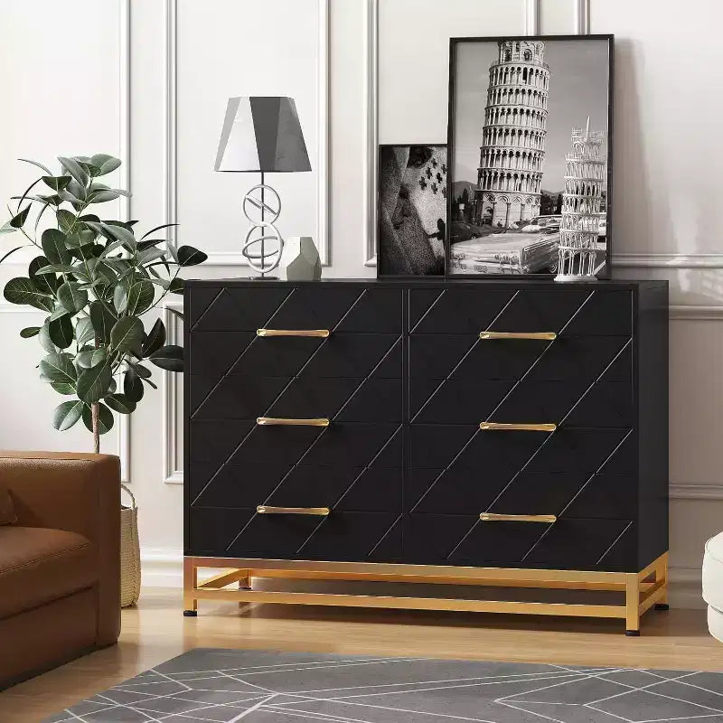Mobile porta TV moderno con 6 cassetti in legno, console d'intrattenimento con contenitore per camera da letto, soggiorno, ingresso, corridoio, cameretta, mobile multimediale