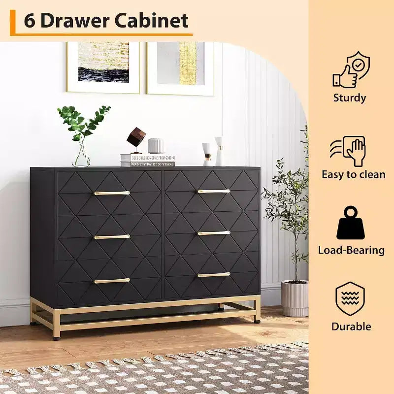 Mobile porta TV moderno con 6 cassetti in legno, console d'intrattenimento con contenitore per camera da letto, soggiorno, ingresso, corridoio, cameretta, mobile multimediale